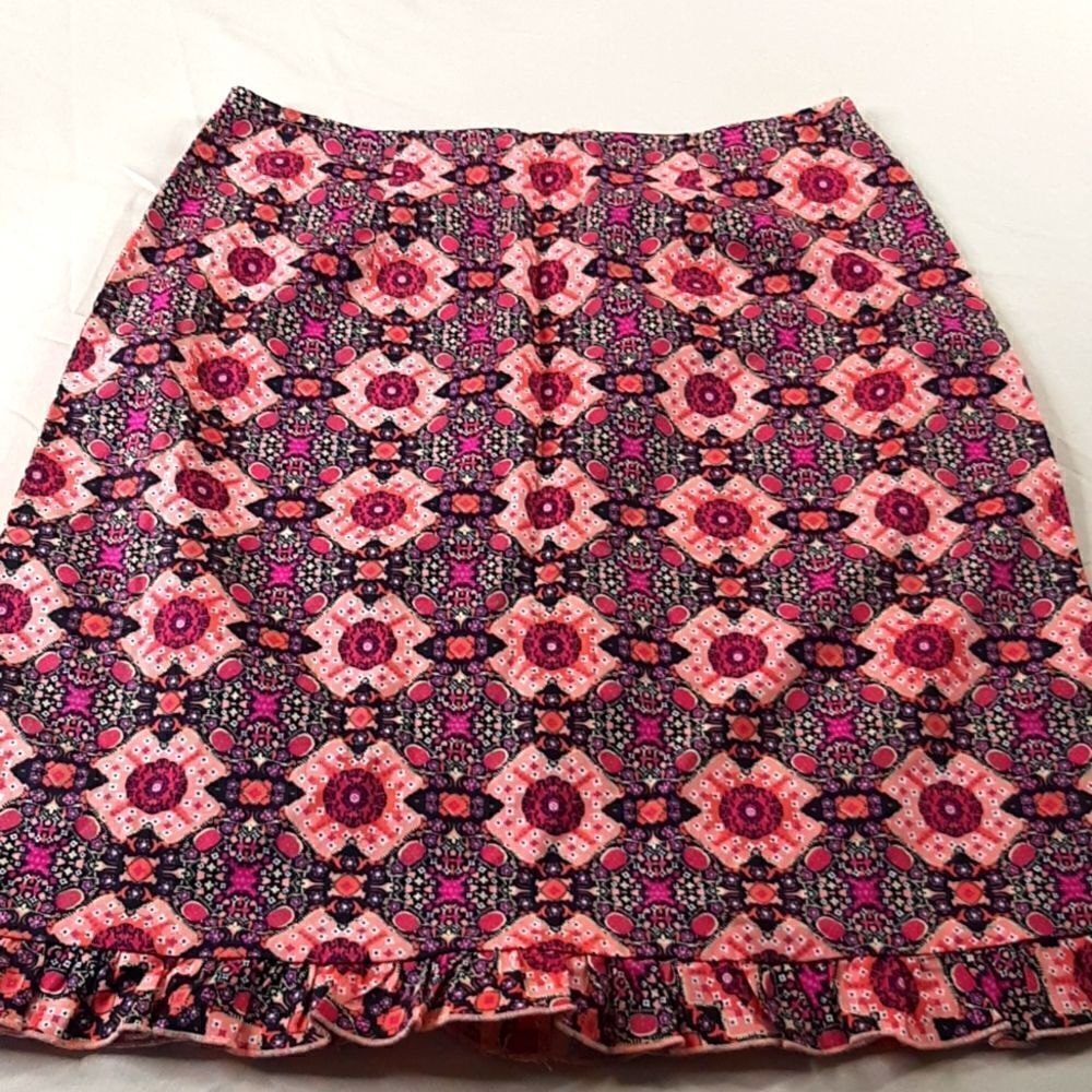 WRAPPER Pink Purple and Black Ruffle Bottom Skirt